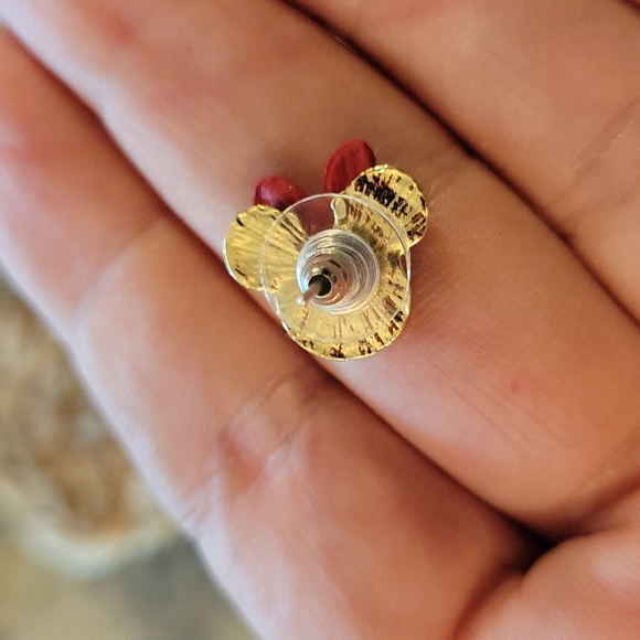 Bling Minnie CZ Gold Tone Post Earrings - Picture 5 of 6